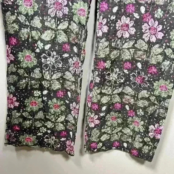 ZARA Lightweight Crepey Semi Sheer Wide Leg Ibiza Floral Pants Women Medium - Picture 2 of 10